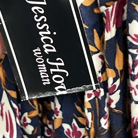 Jessica Howard Dress Womans 24 Blue Floral Tiered Midi Ruffle V Neck Balloon Slv - Picture 6 of 9